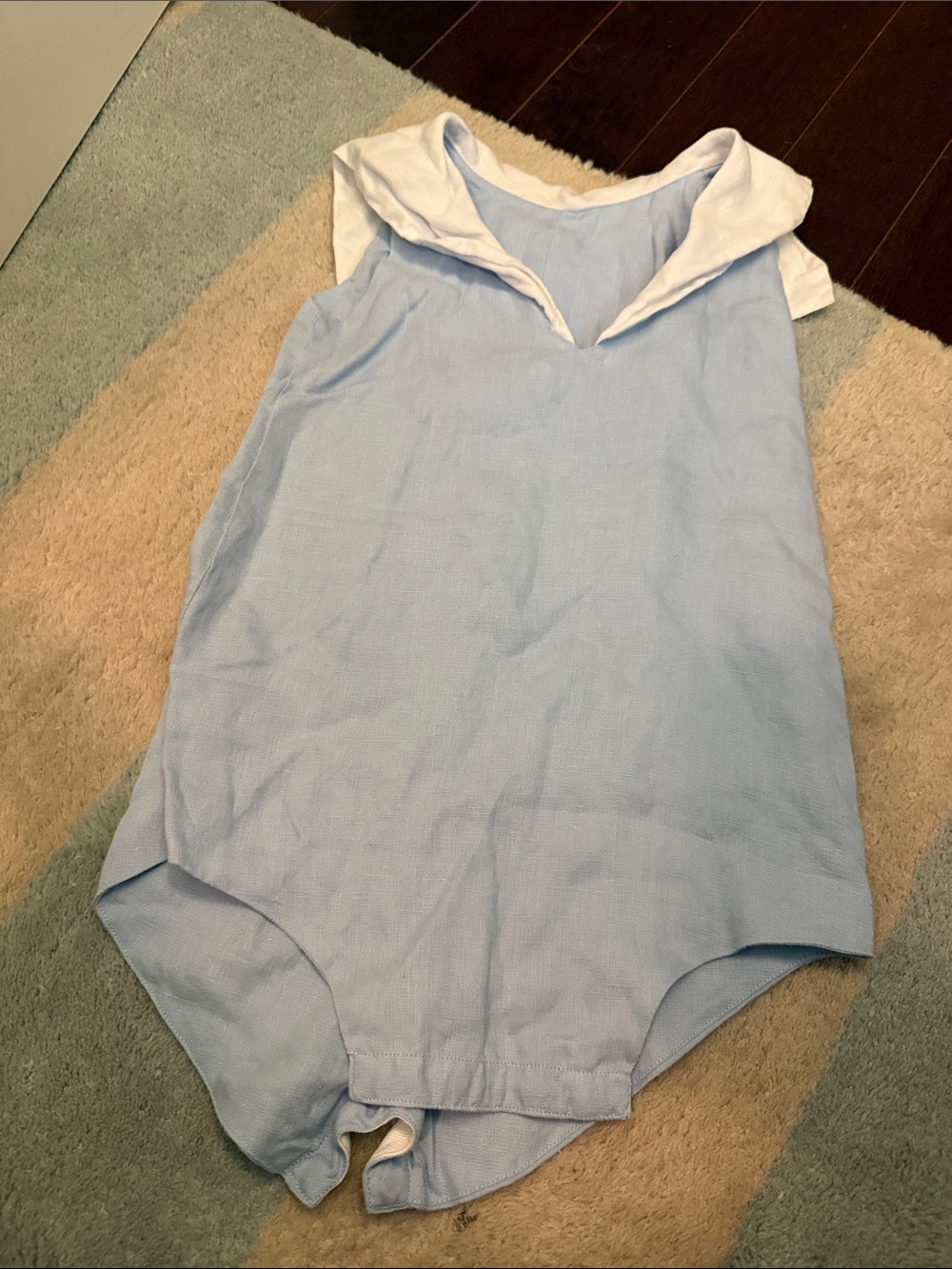 Sailor-Collar Baby One-Piece Bodysuit in Light Blue